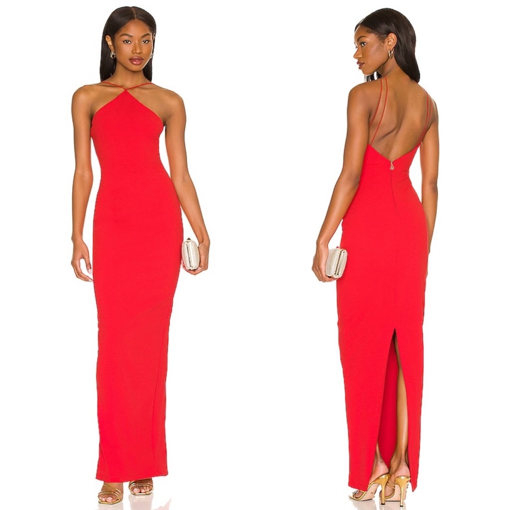NEW NWT Nookie Trinity Maxi Gown In Cherry Red